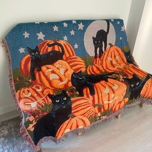 Vintage Halloween Blanket Cat Blanket Sofa Throw Blanket